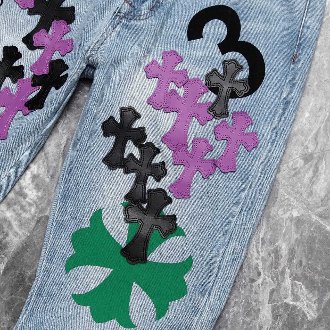 Chrome Heart Cross Patch Denim Jeans - 