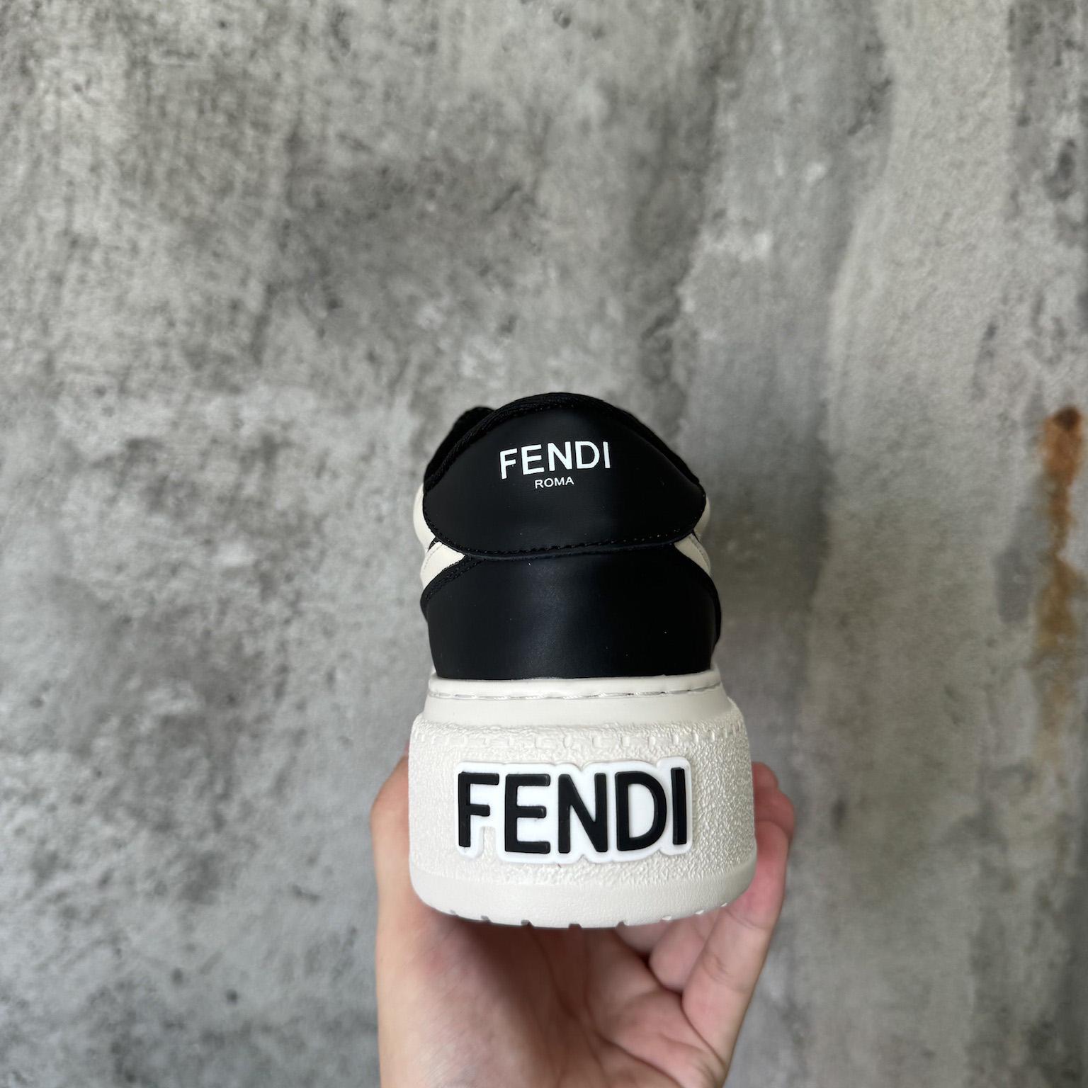Fendi Match Black Leather Platform Low-tops - 