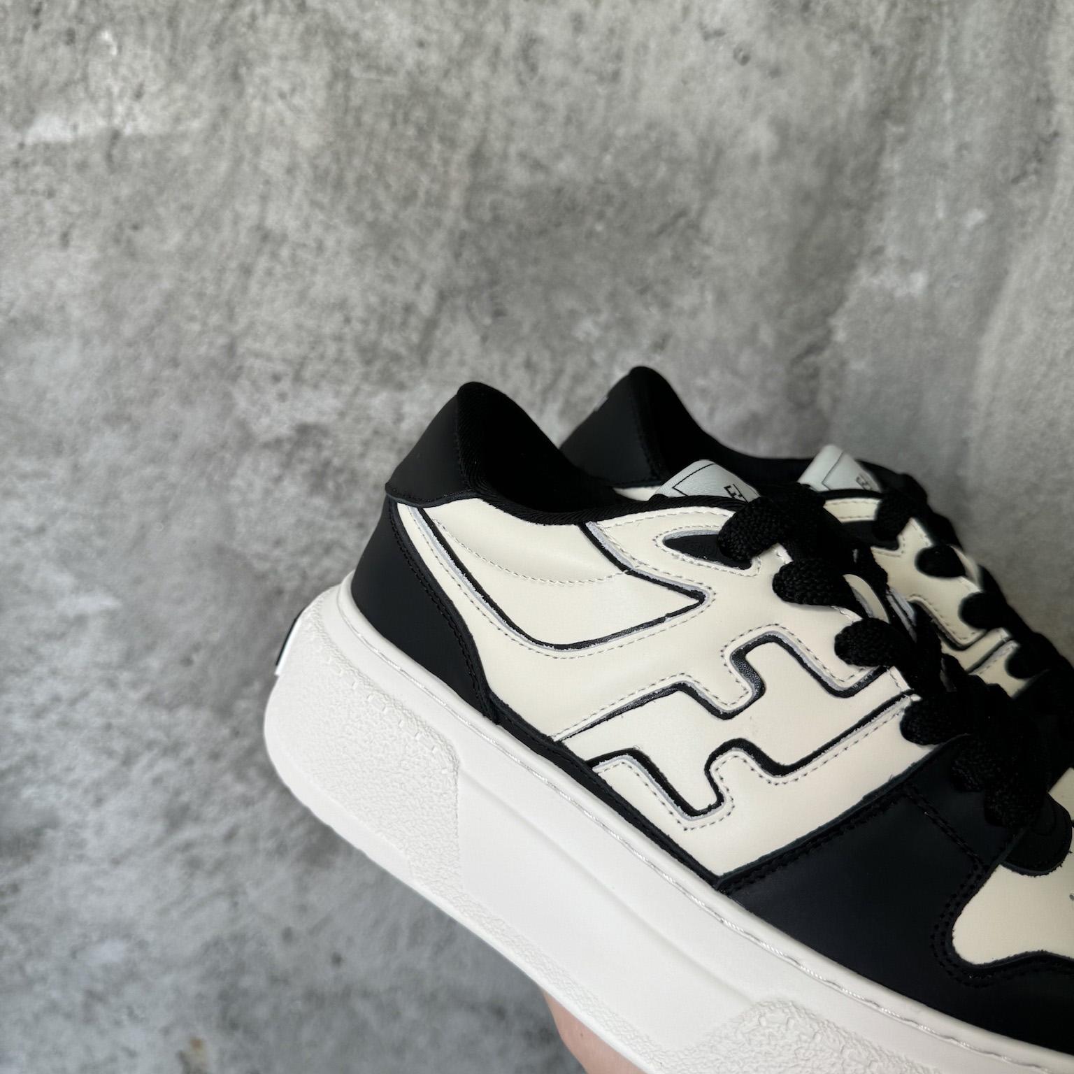 Fendi Match Black Leather Platform Low-tops - 