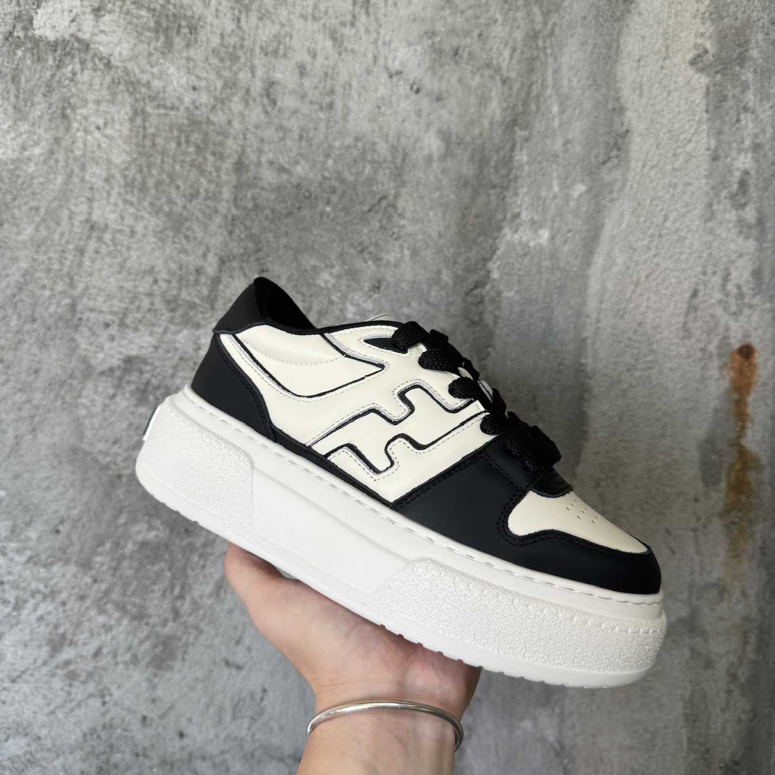 Fendi Match Black Leather Platform Low-tops - 