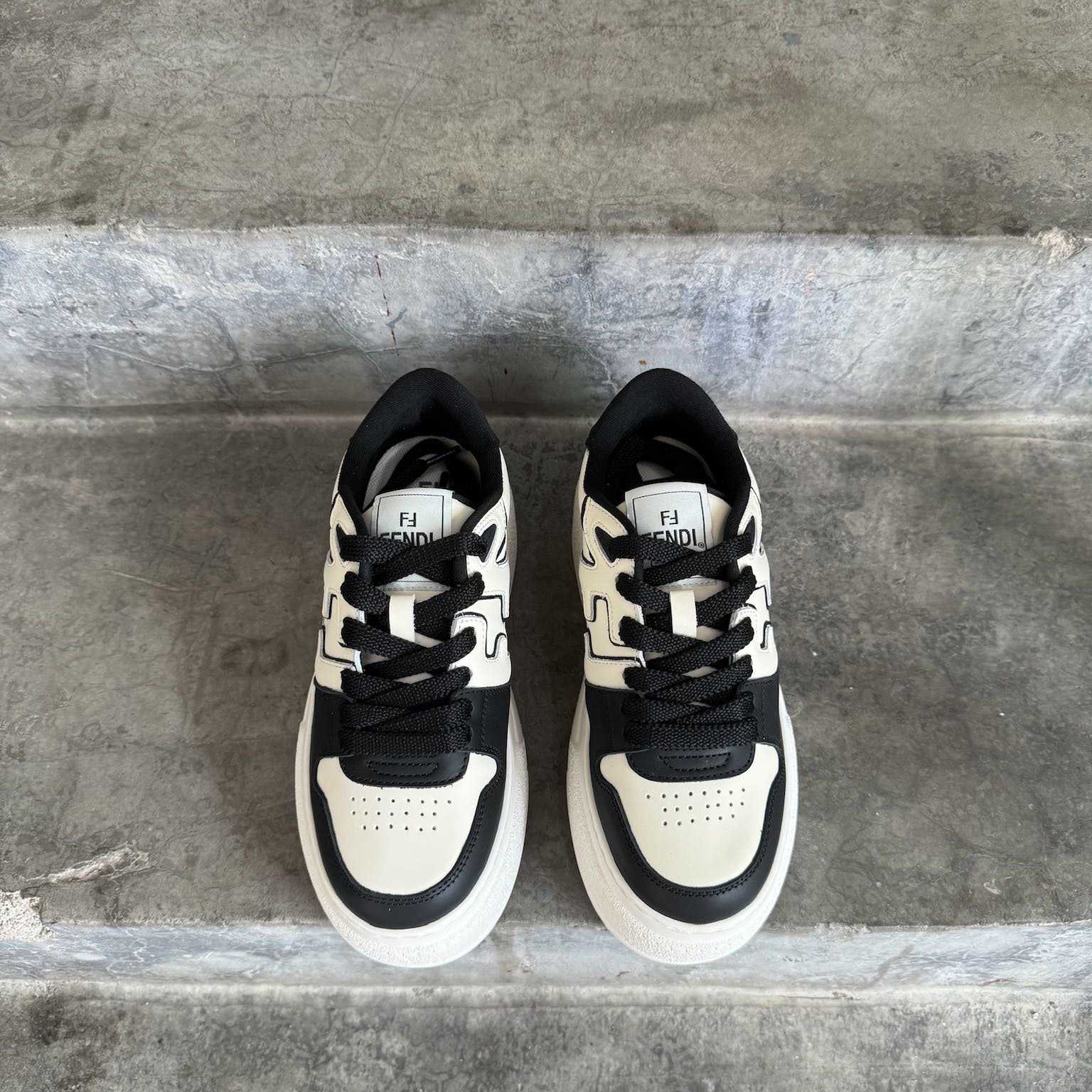 Fendi Match Black Leather Platform Low-tops - 