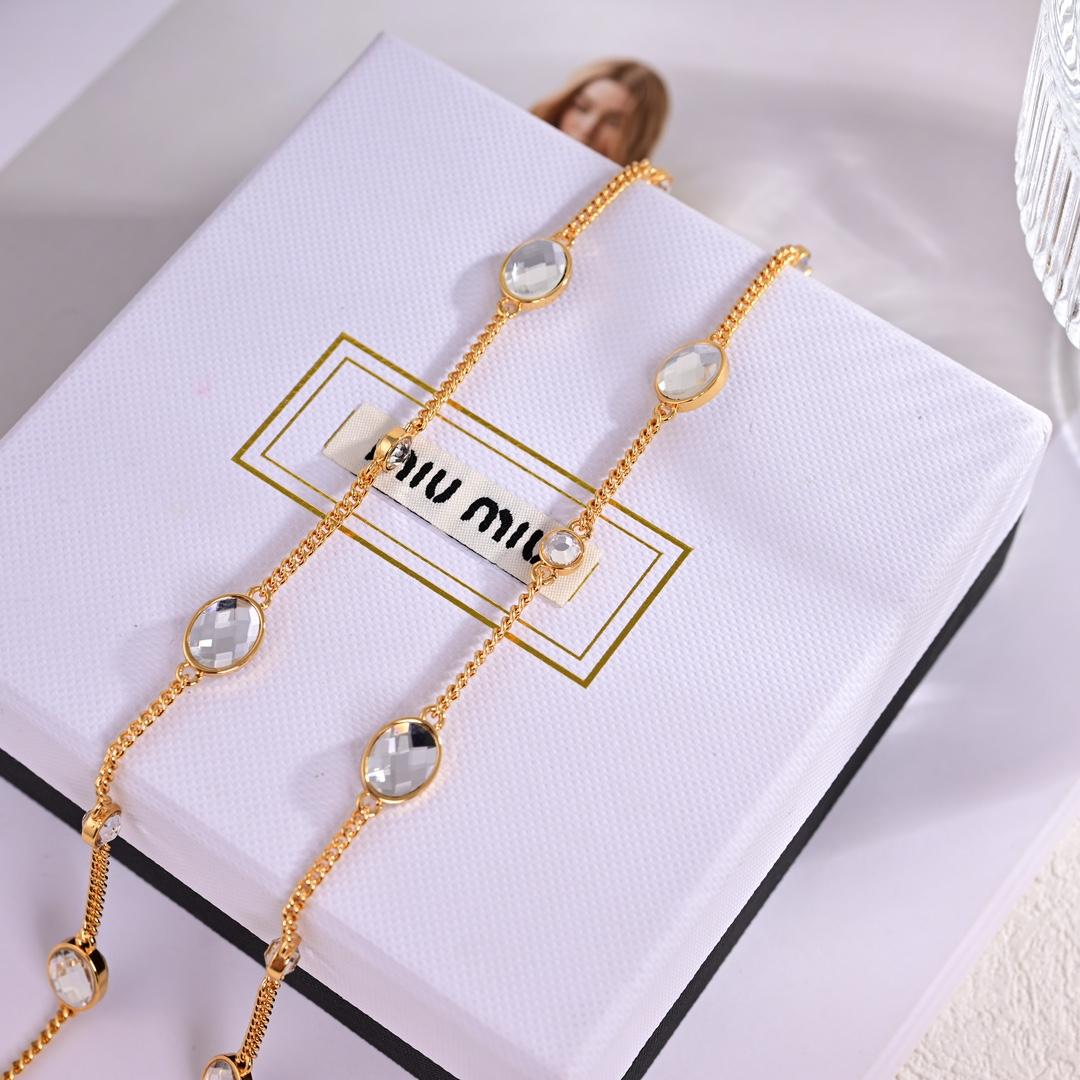 Miu Miu Metal Bracelet With Crystals - 