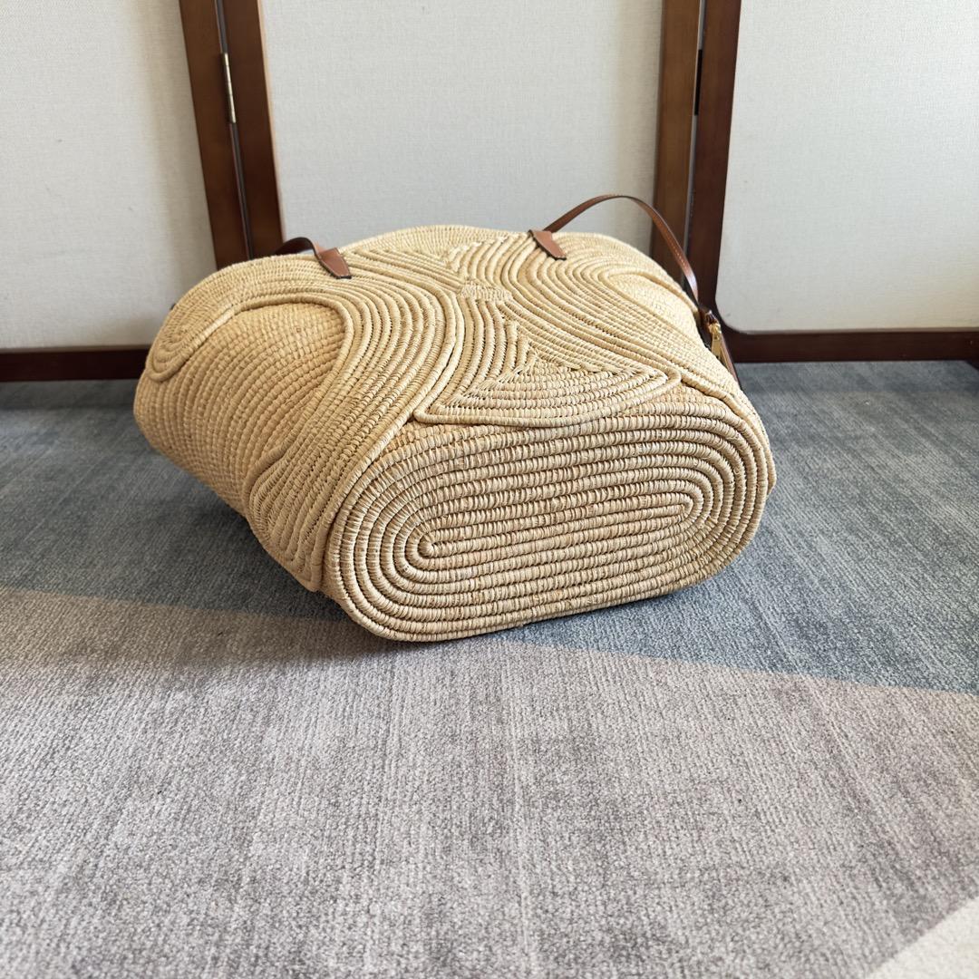 Celine Classic Panier Medium Braided Triomphe In Raffia And Calfskin - DesignerGu