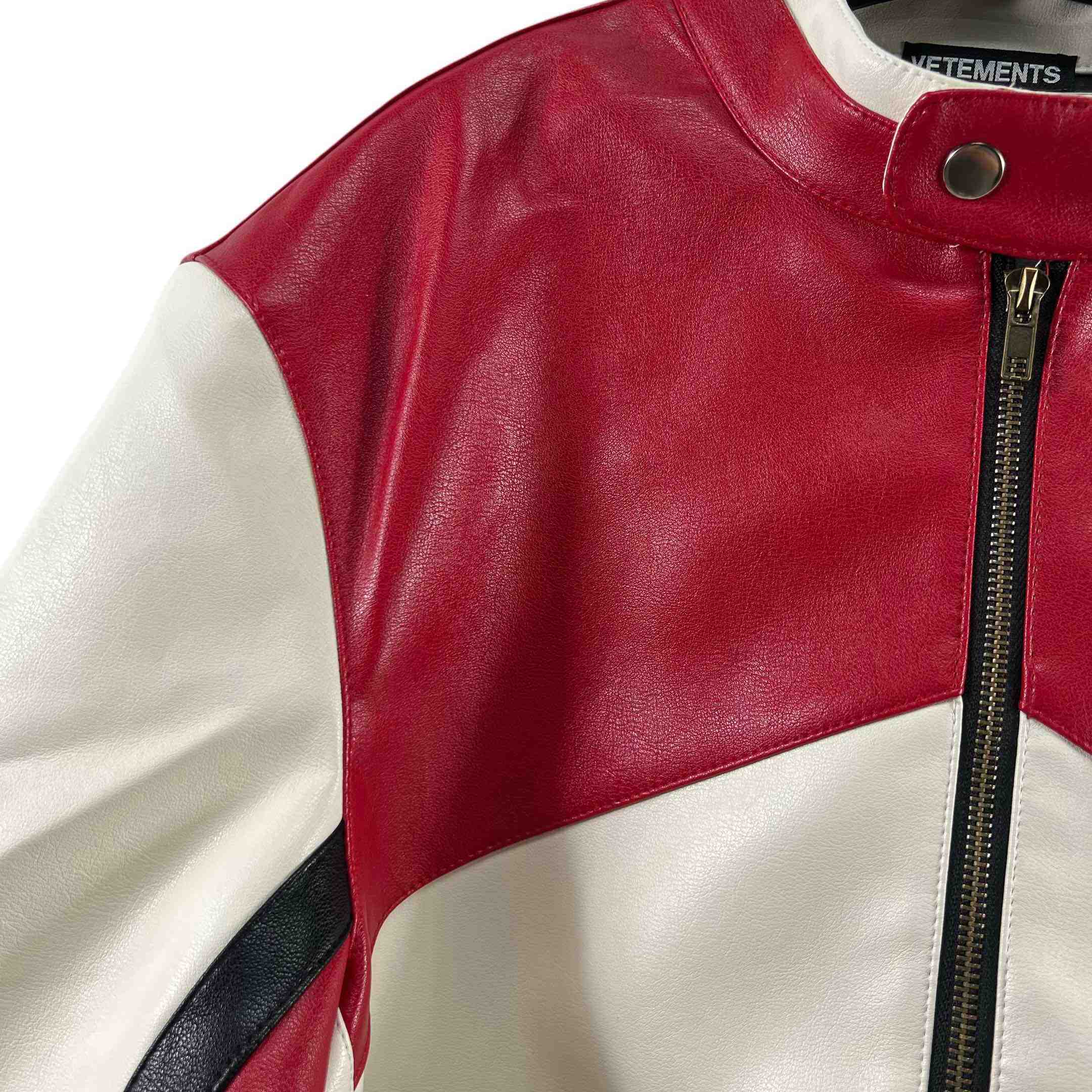 Vetements Tricolor Leather Racing Jacket - DesignerGu