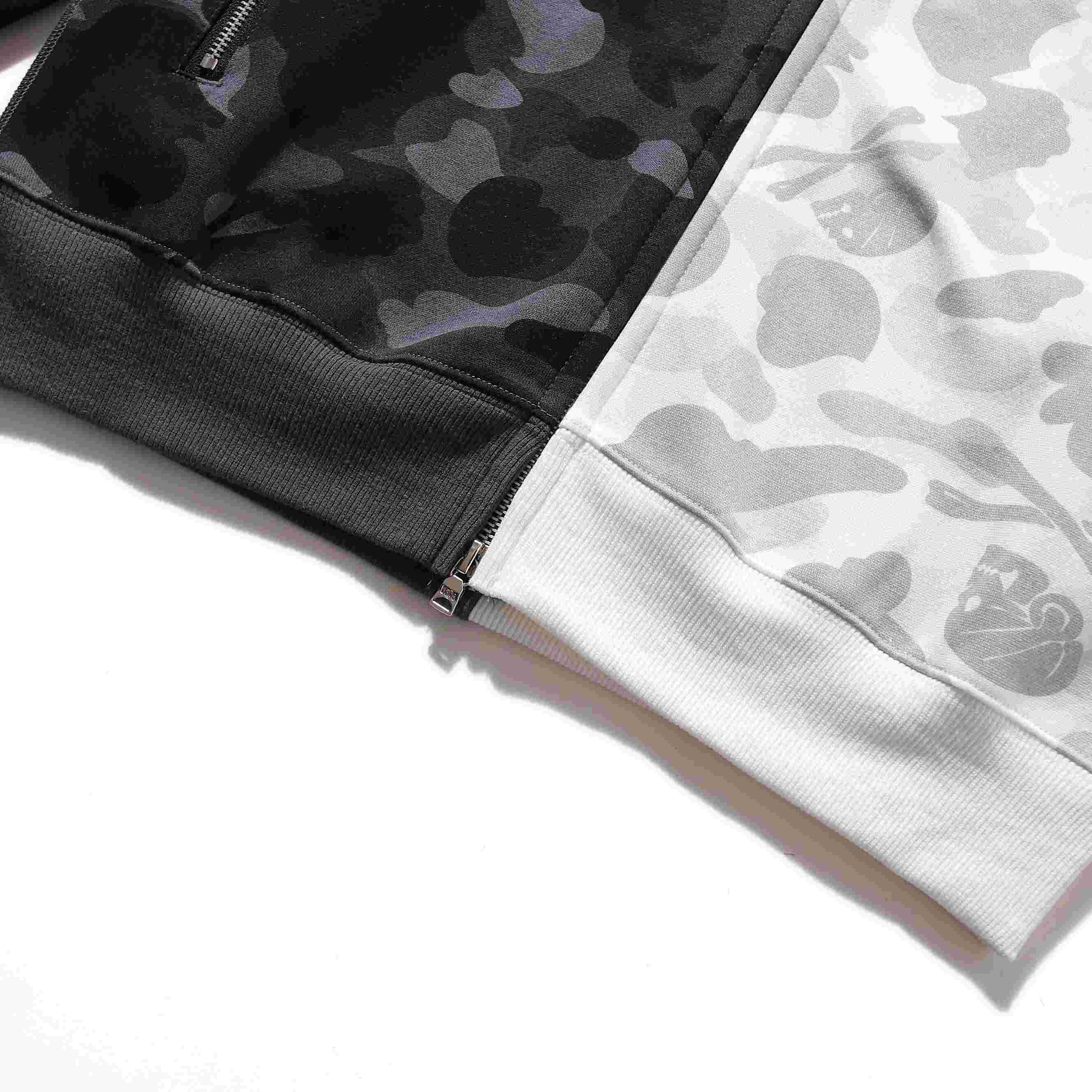 Bape x Neighborhood Split Camo Shark Full Zip Hoodie - 