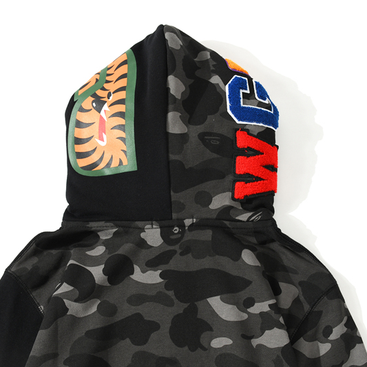 Bape Color Camo Tiger Shark Full Zip Double Hoodie - 