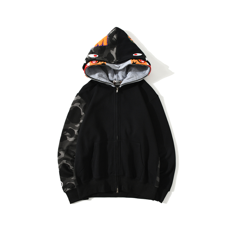 Bape Color Camo Tiger Shark Full Zip Double Hoodie - 