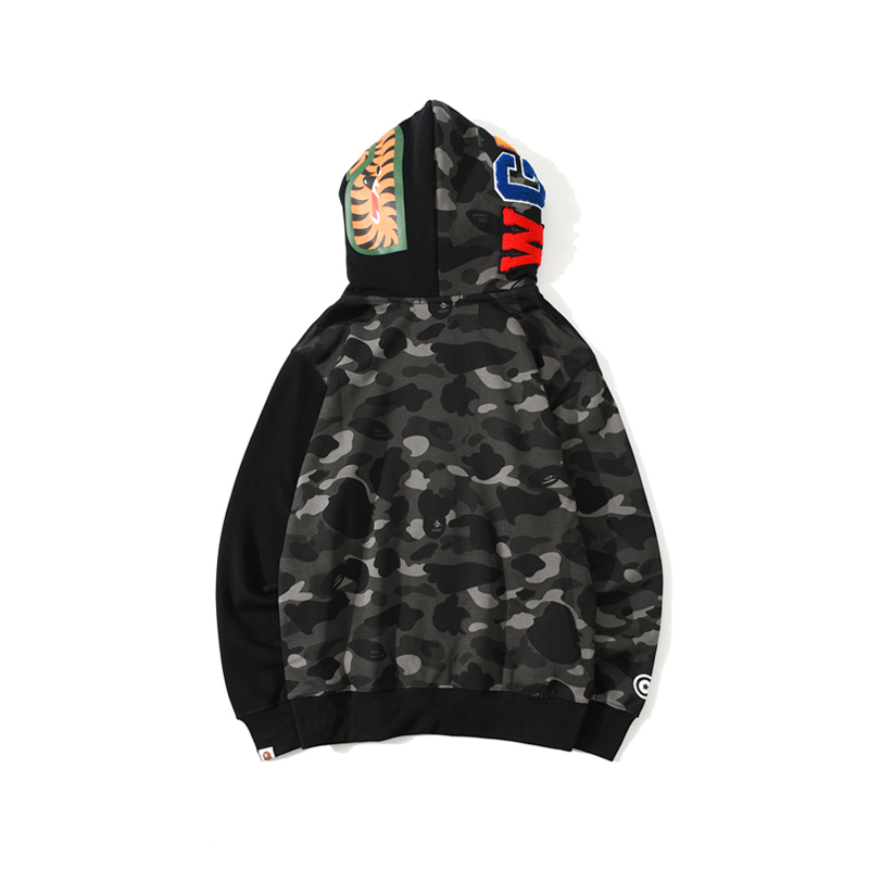 Bape Color Camo Tiger Shark Full Zip Double Hoodie - 