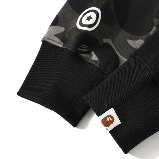 Bape Color Camo Tiger Shark Full Zip Double Hoodie - 