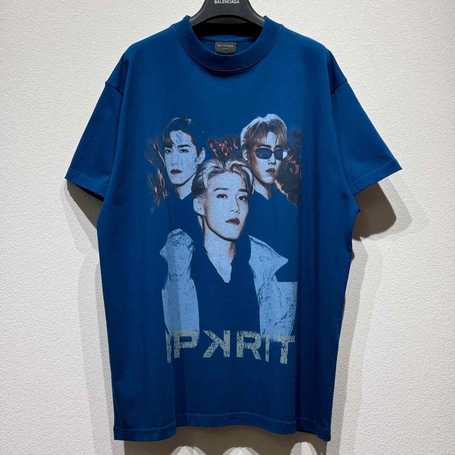Balenciaga PP Krit Oversized T-Shirt In Dark Blue Dry Jersey - DesignerGu