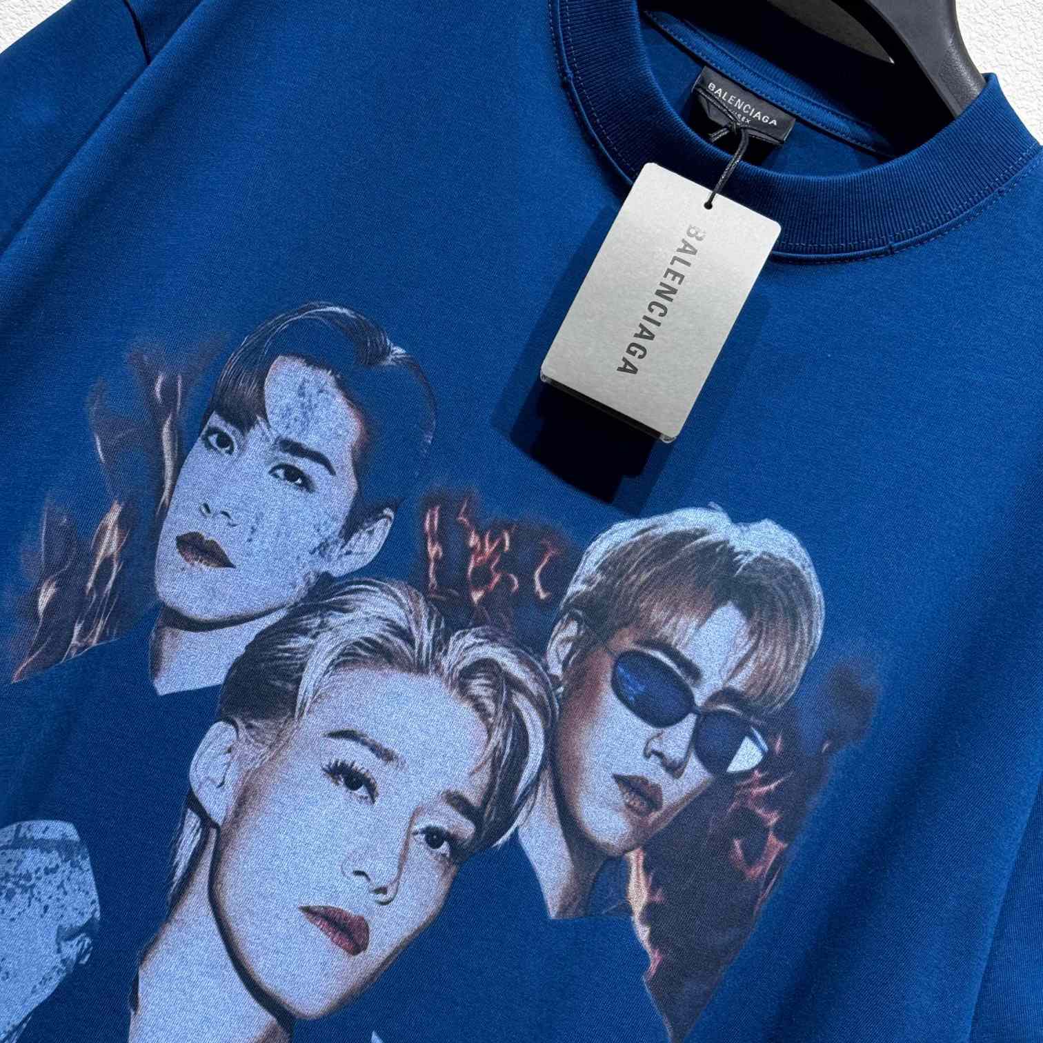 Balenciaga PP Krit Oversized T-Shirt In Dark Blue Dry Jersey - DesignerGu
