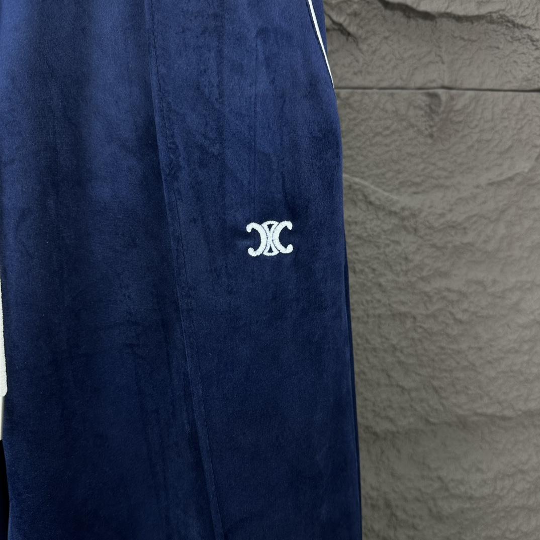 Celine Straight-Leg Logo-Embroidered Cotton-Blend Velour Track Pants - 