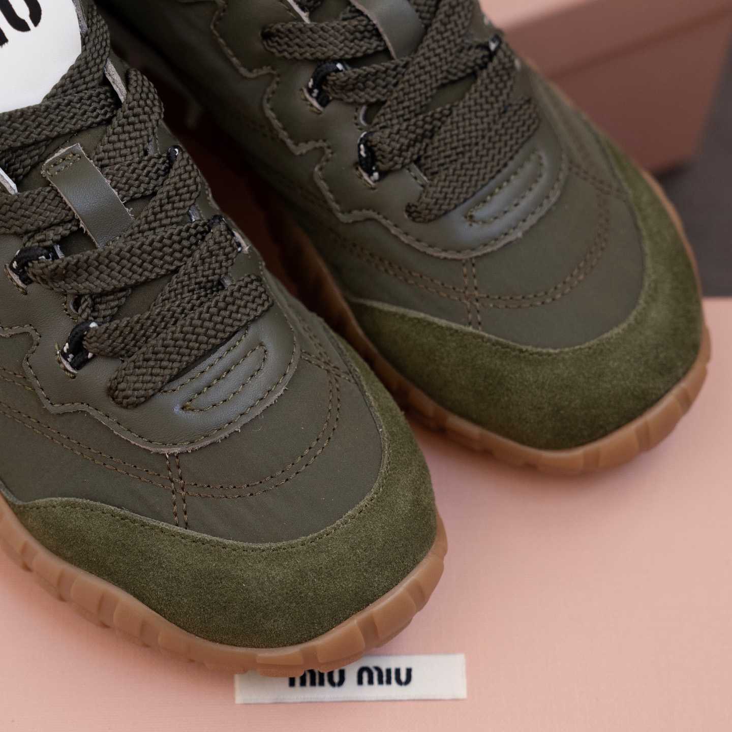Miu Miu Tyre Technical Fabric And Suede Sneakers - DesignerGu