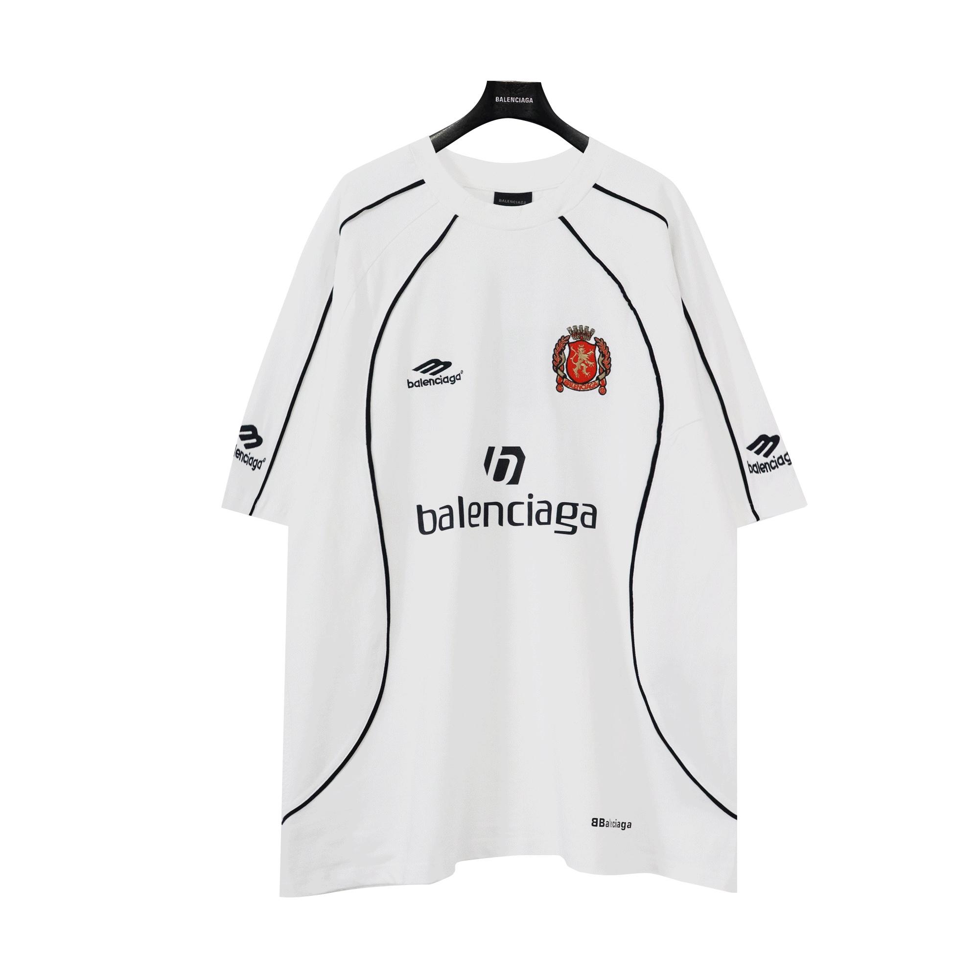 Balenciaga Paris Soccer T-Shirt Oversized In White - DesignerGu