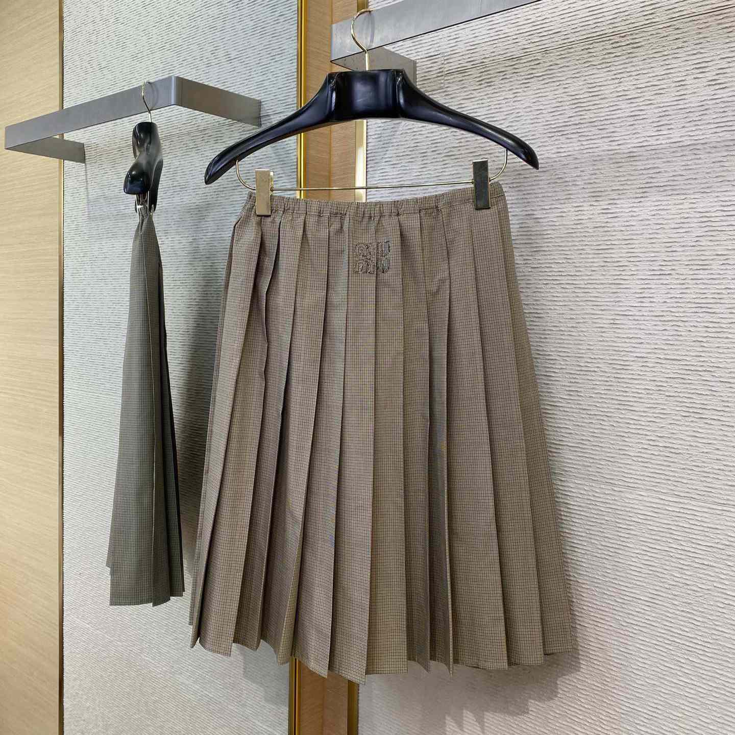 Miu Miu Technical Check Skirt - DesignerGu
