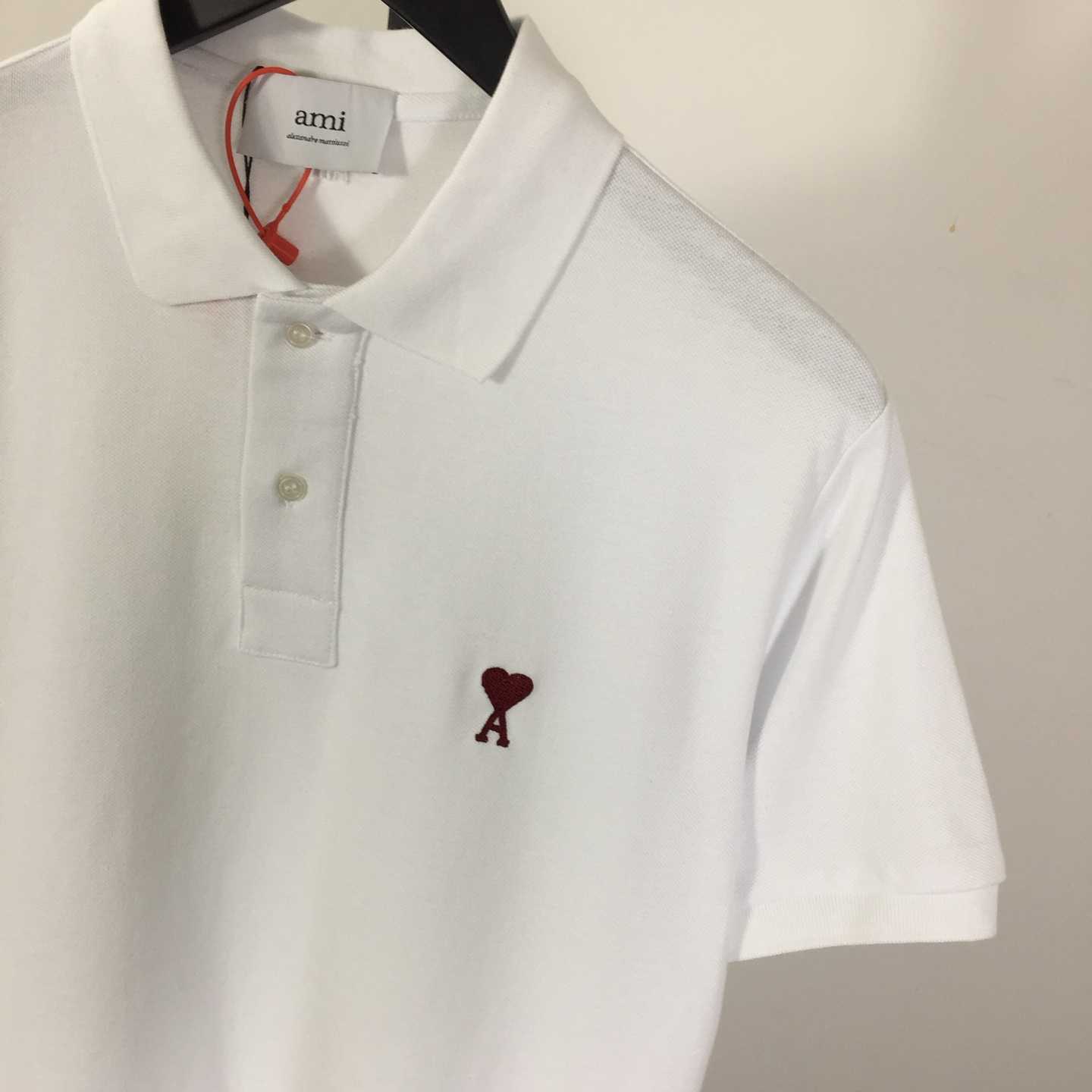 Ami Paris Ami De Coeur Embroidered Polo Shirt - DesignerGu