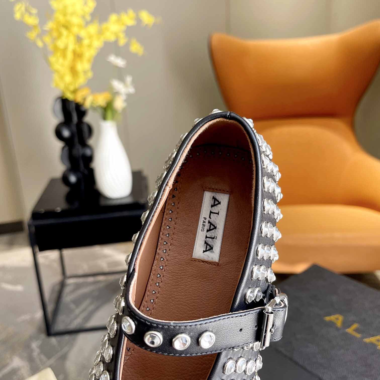 Alaïa Strass Lambskin Ballet Flats - 