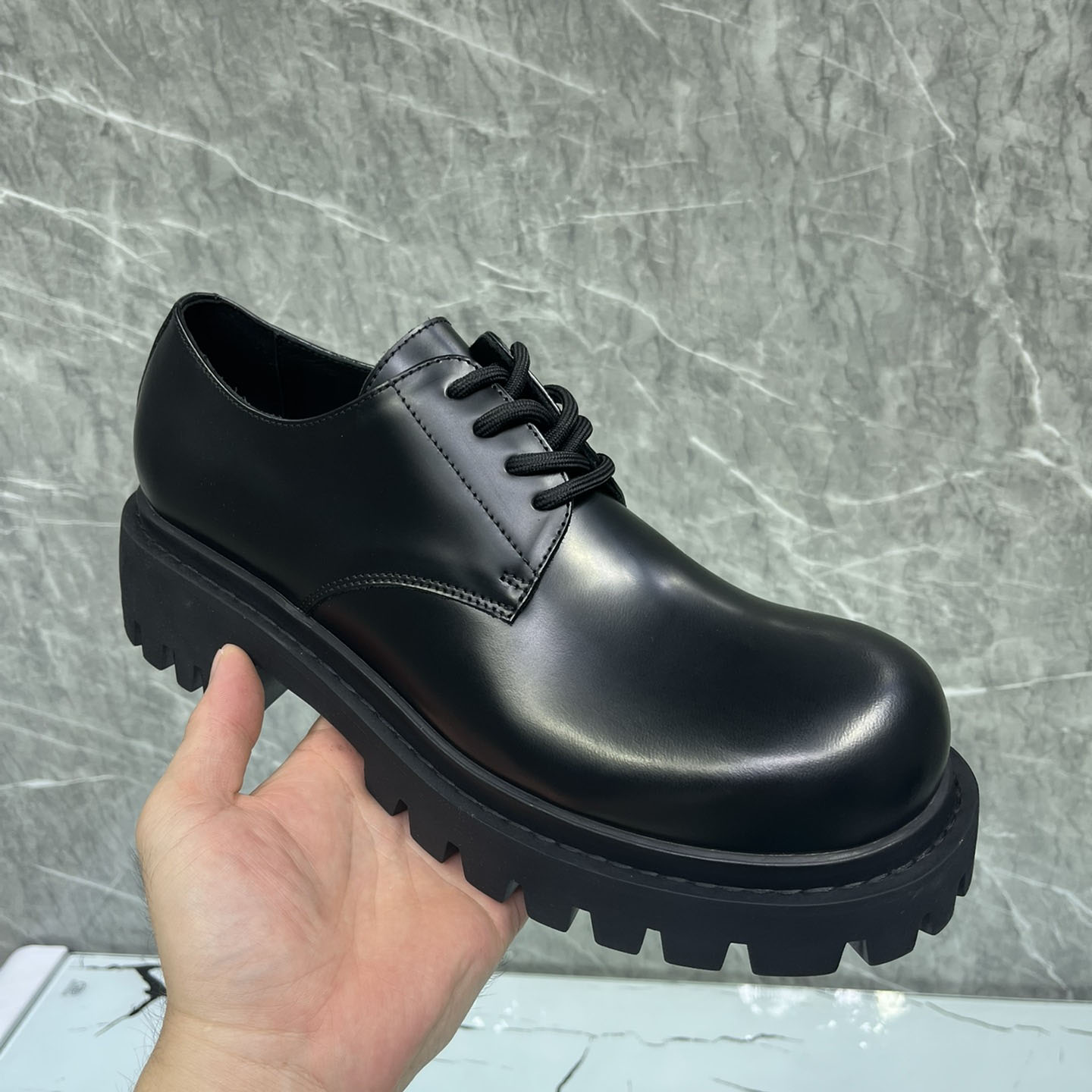 Balenciaga Hummer Derbie In Black Matte Calfskin - DesignerGu