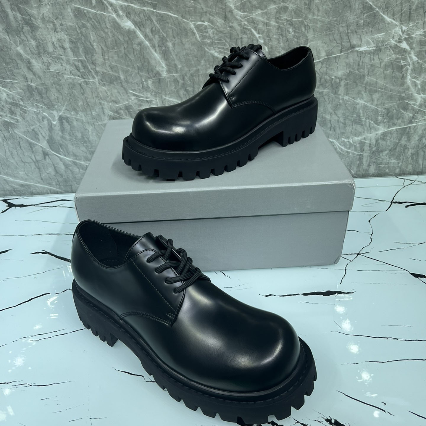 Balenciaga Hummer Derbie In Black Matte Calfskin - DesignerGu