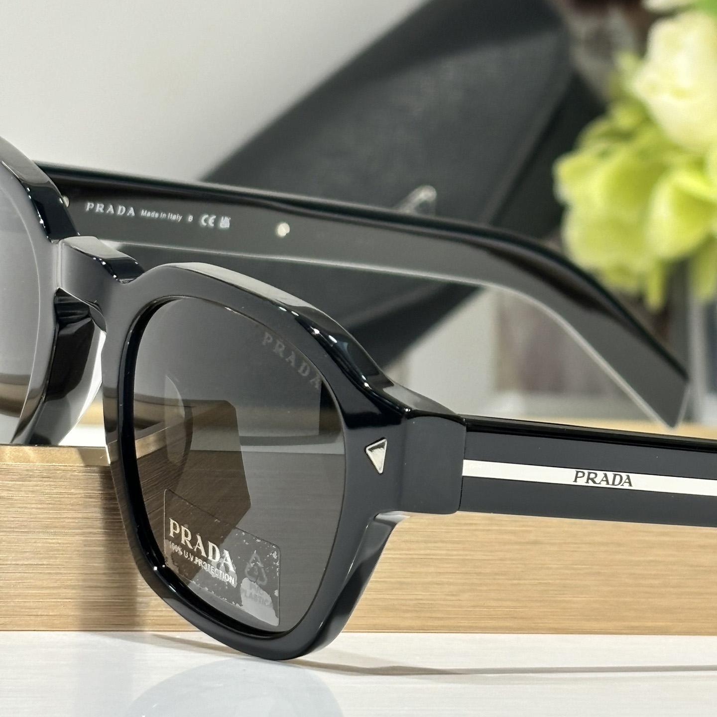 Prada Sunglasses With Iconic Metal Plaque   SPR A16SF - DesignerGu
