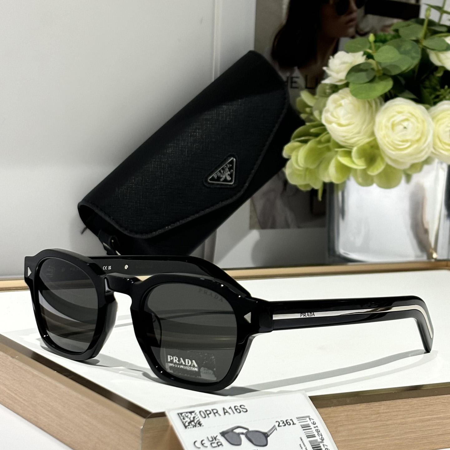 Prada Sunglasses With Iconic Metal Plaque   SPR A16SF - DesignerGu