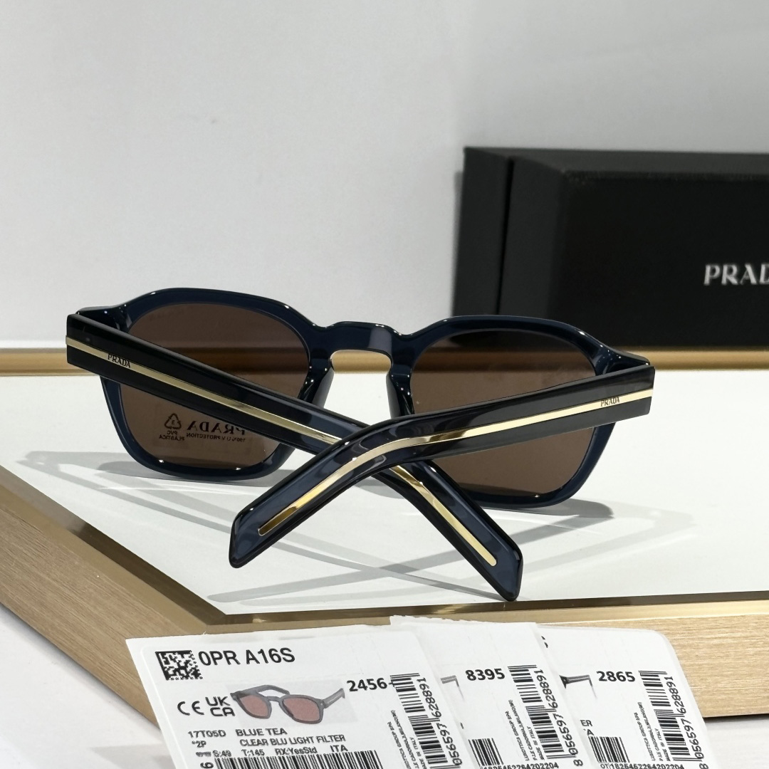 Prada Sunglasses With Iconic Metal Plaque   SPR A16SF - 