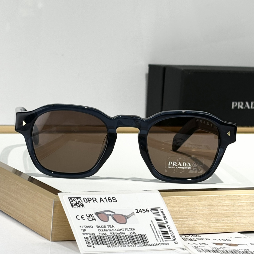 Prada Sunglasses With Iconic Metal Plaque   SPR A16SF - 