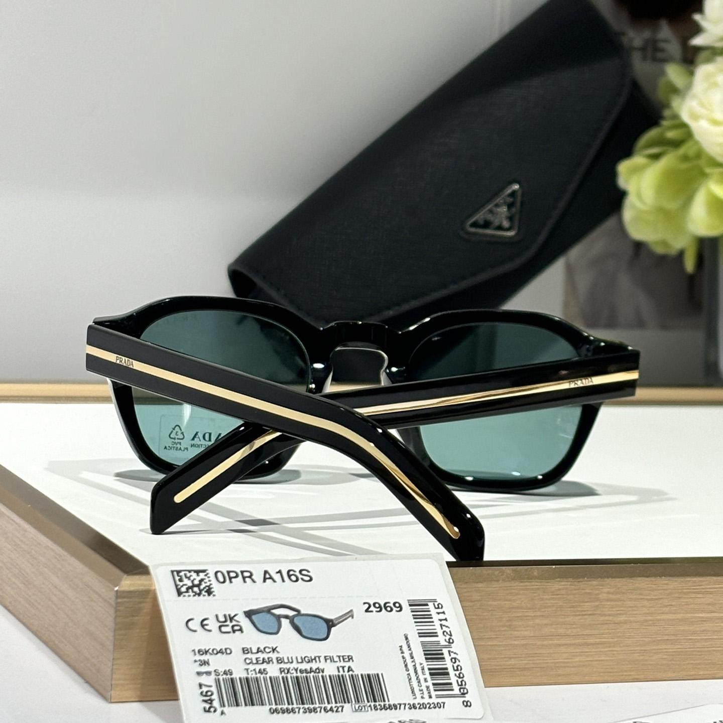 Prada Sunglasses With Iconic Metal Plaque   SPR A16SF - DesignerGu
