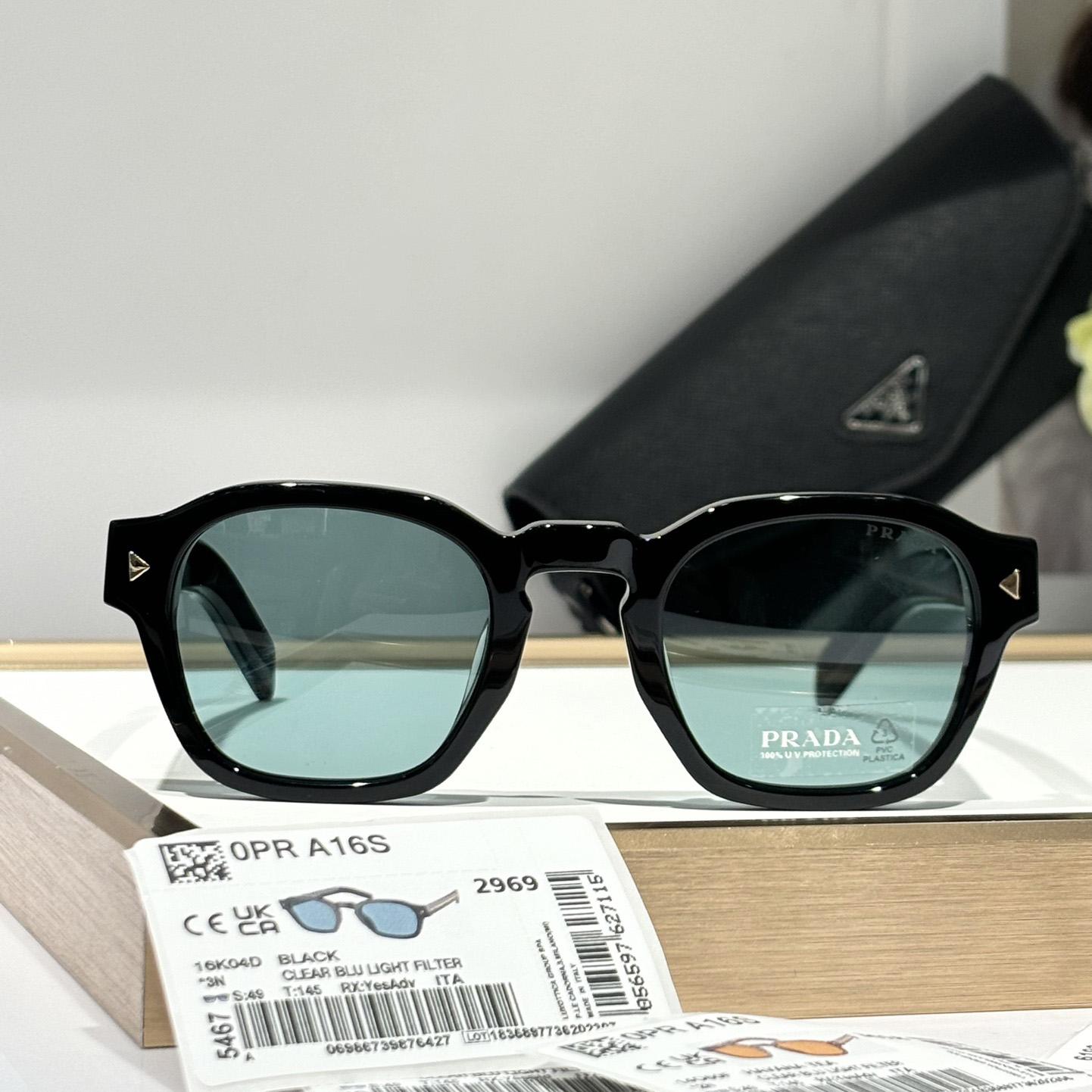 Prada Sunglasses With Iconic Metal Plaque   SPR A16SF - DesignerGu