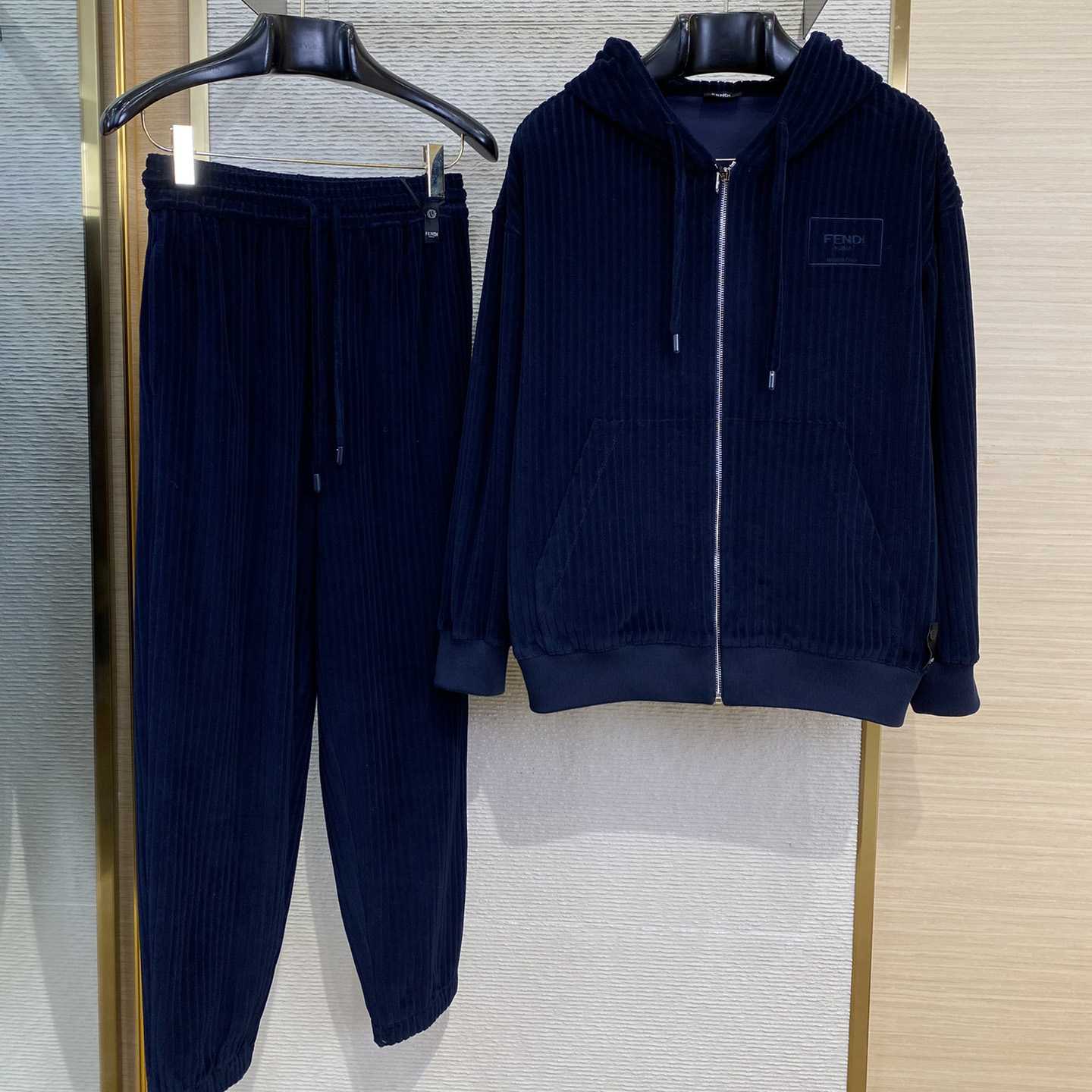 Fendi Blue Velvet Sweatshirt And Corduroy Trousers - DesignerGu