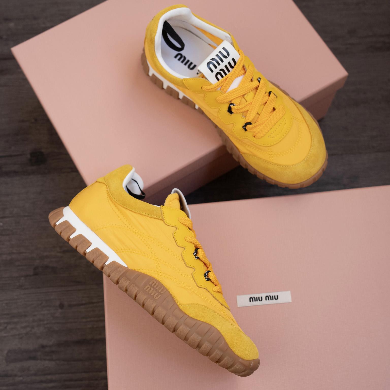 Miu Miu Tyre Technical Fabric And Suede Sneakers - 