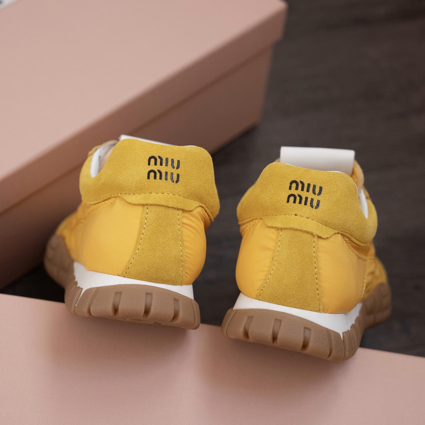 Miu Miu Tyre Technical Fabric And Suede Sneakers - 