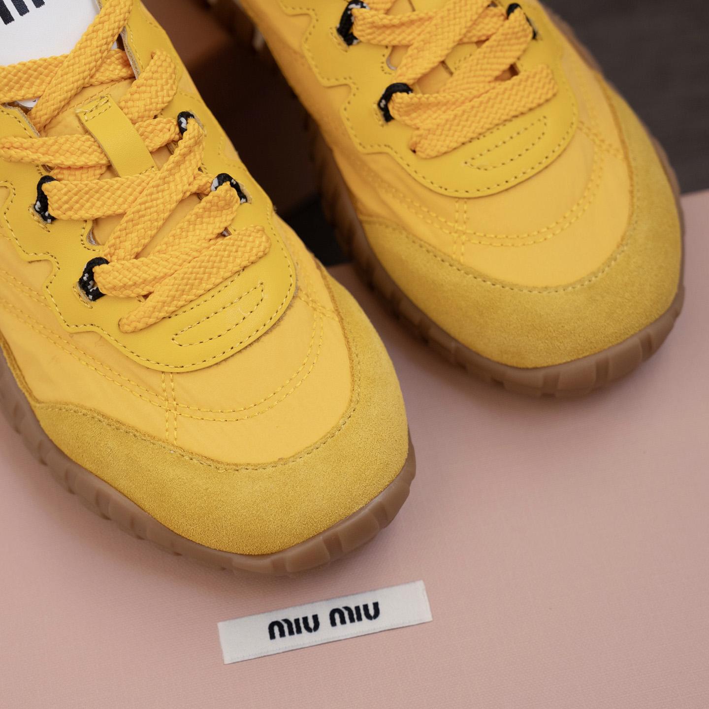 Miu Miu Tyre Technical Fabric And Suede Sneakers - 