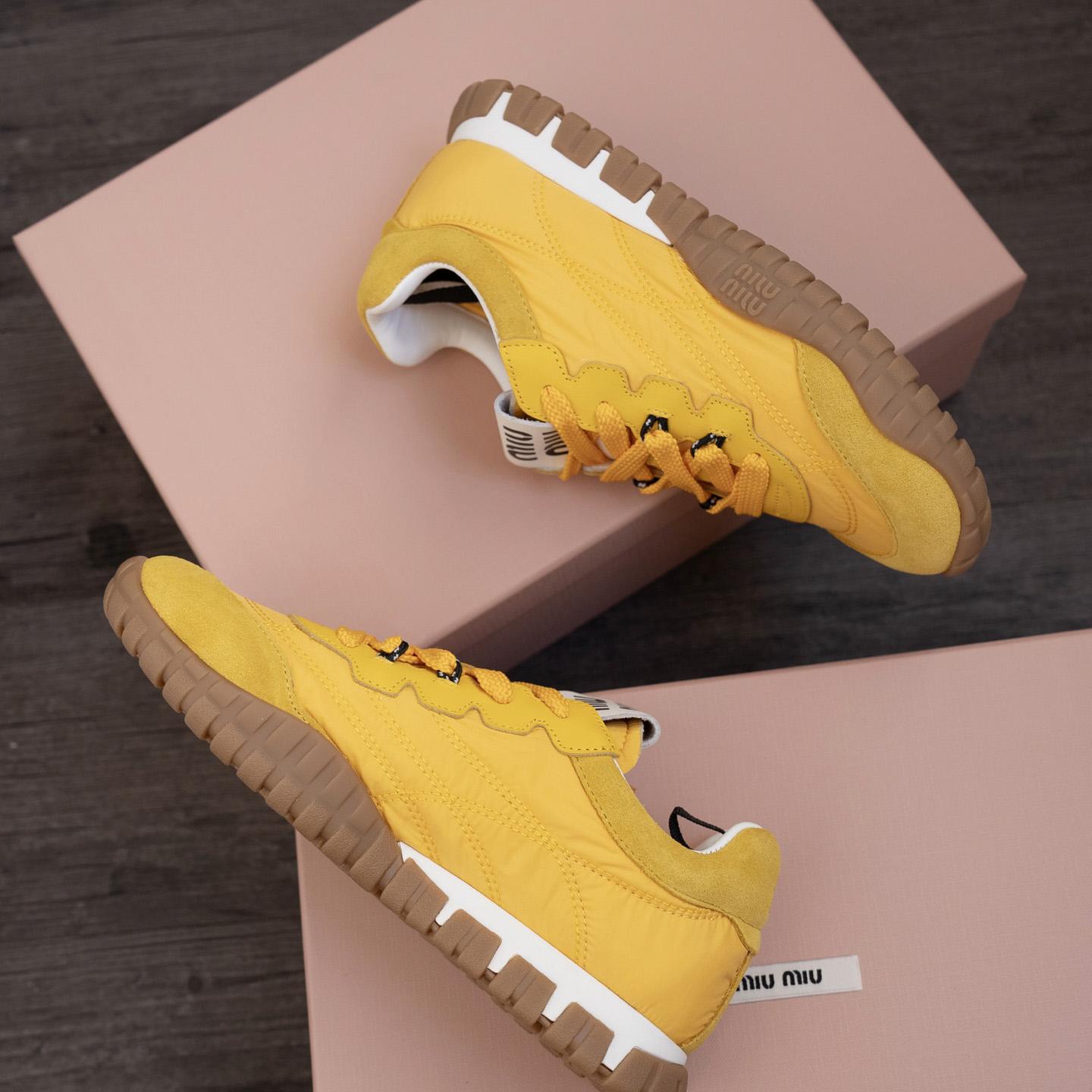 Miu Miu Tyre Technical Fabric And Suede Sneakers - 