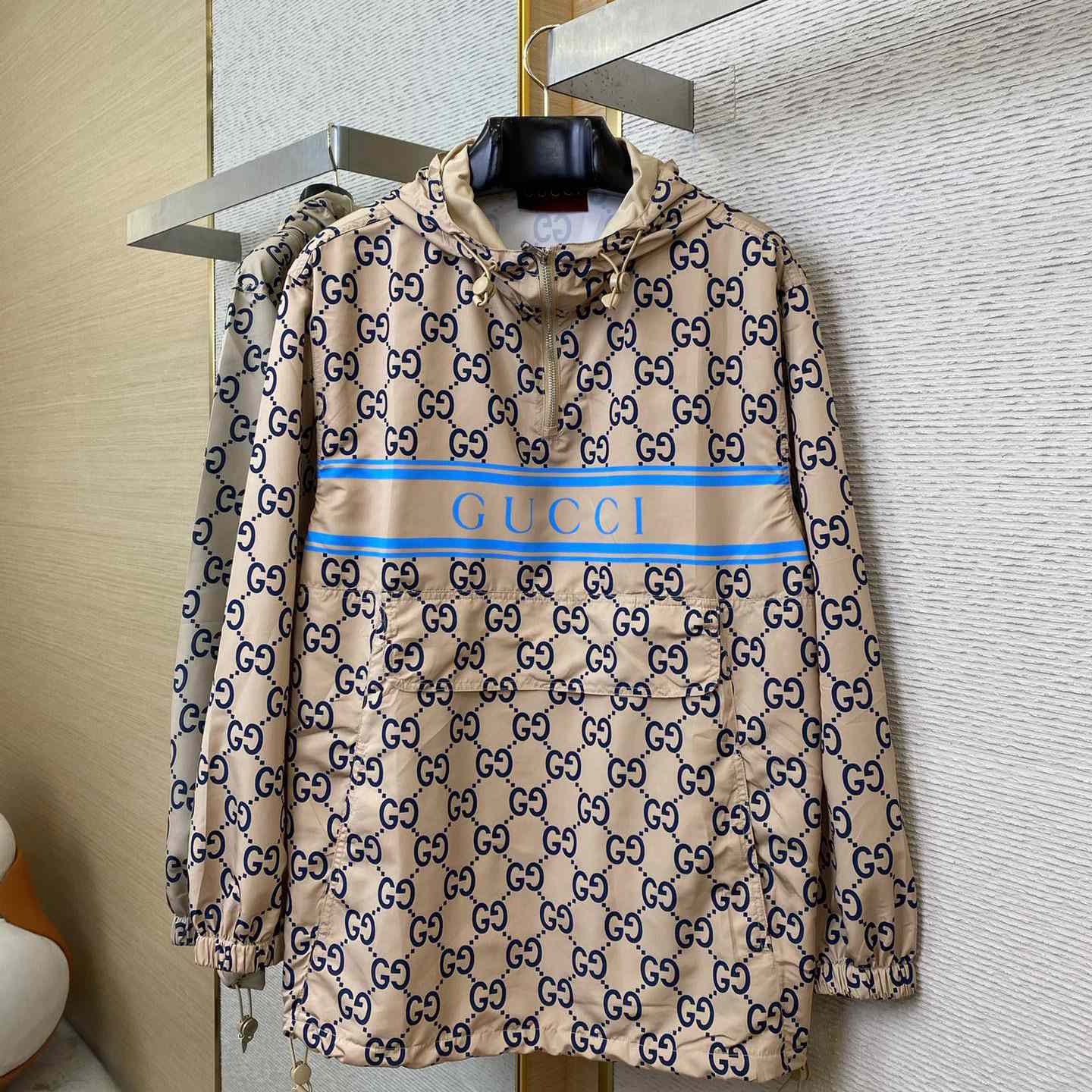Gucci Men's GG Monogram Logo Hooded Jacket - DesignerGu