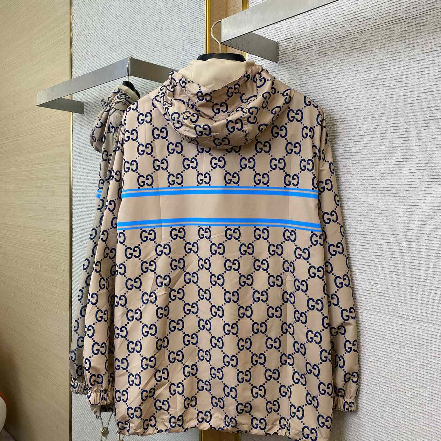 Gucci Men's GG Monogram Logo Hooded Jacket - 