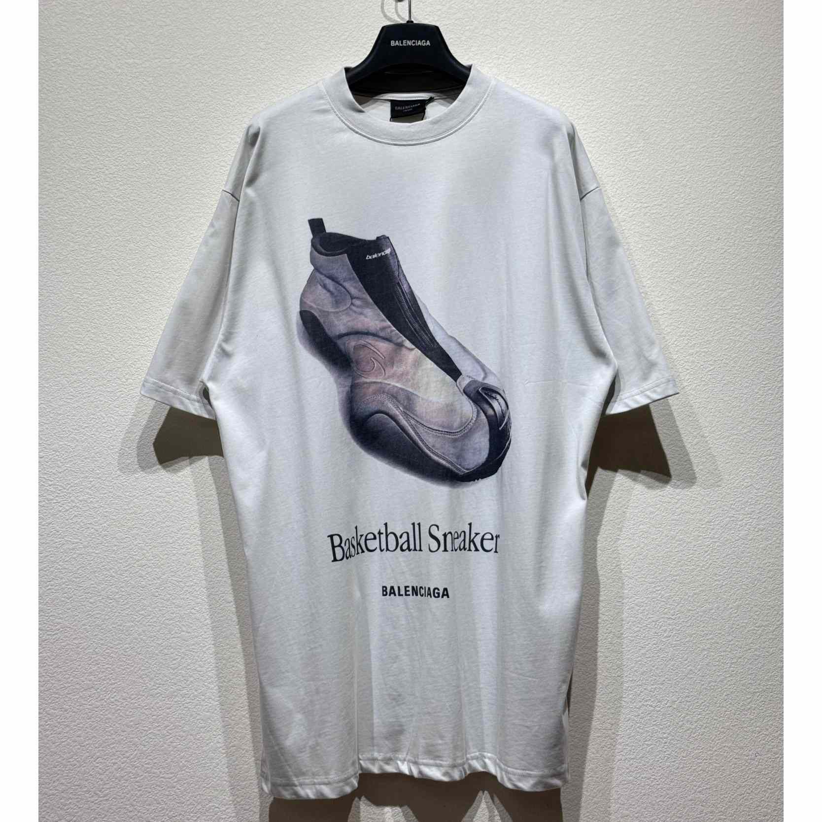 Balenciaga Basketball Sneaker T-Shirt Oversized In Dirty White Dry Jersey - DesignerGu