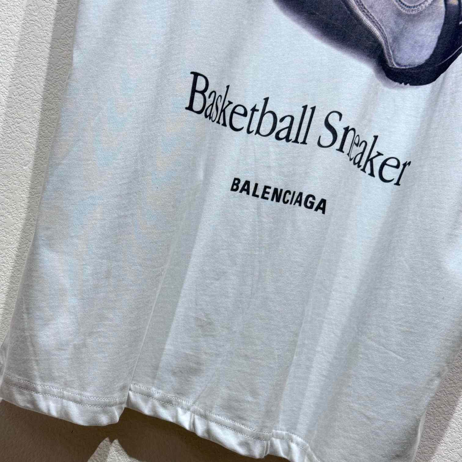 Balenciaga Basketball Sneaker T-Shirt Oversized In Dirty White Dry Jersey - DesignerGu