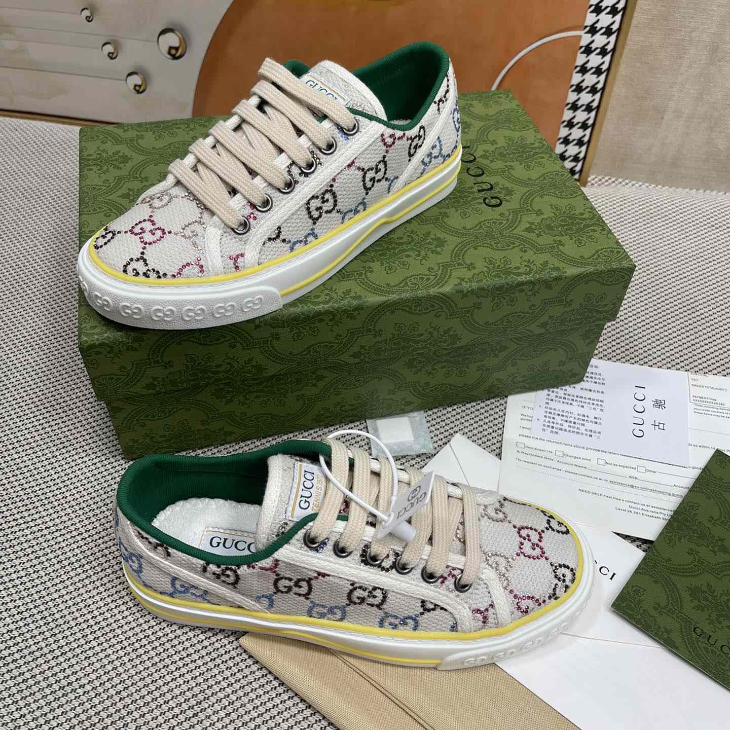 Gucci Crystal Low Top Sneakers  - DesignerGu