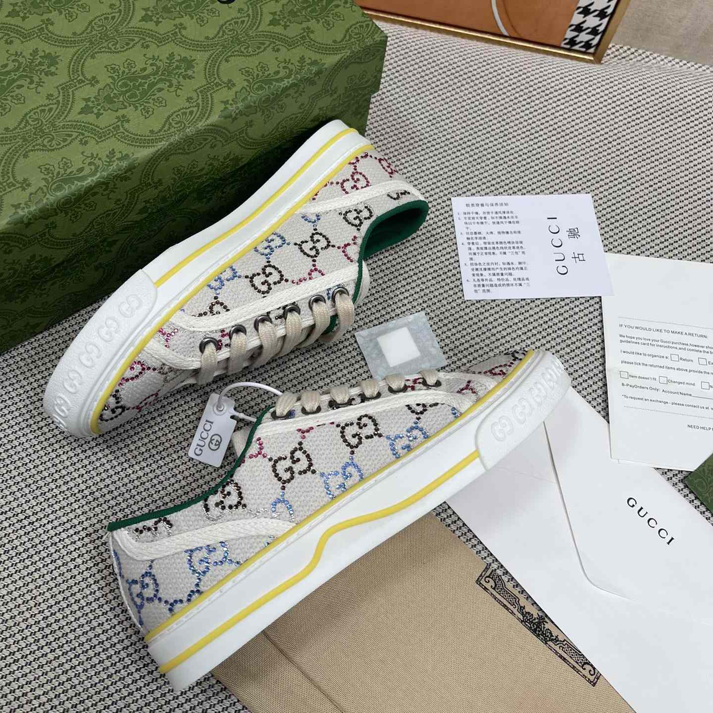 Gucci Crystal Low Top Sneakers  - DesignerGu