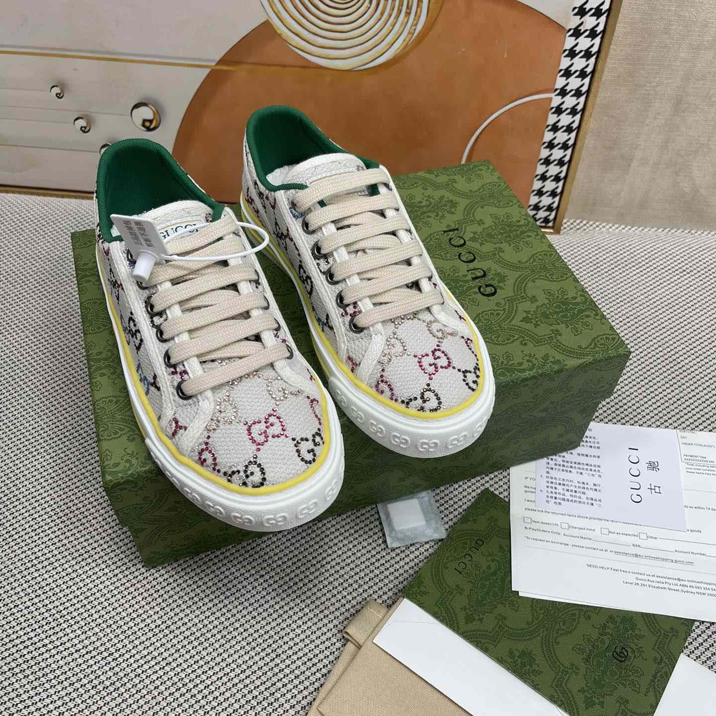 Gucci Crystal Low Top Sneakers  - DesignerGu