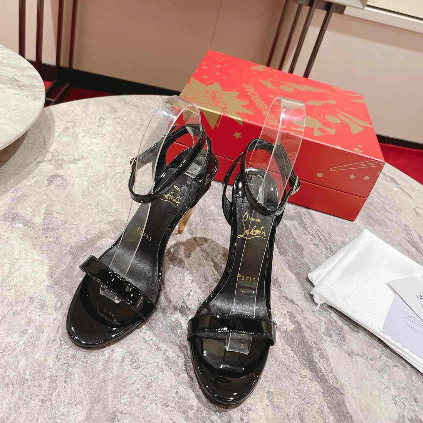 Christian Louboutin Patent Galva Lipqueen 100 Sandals - DesignerGu