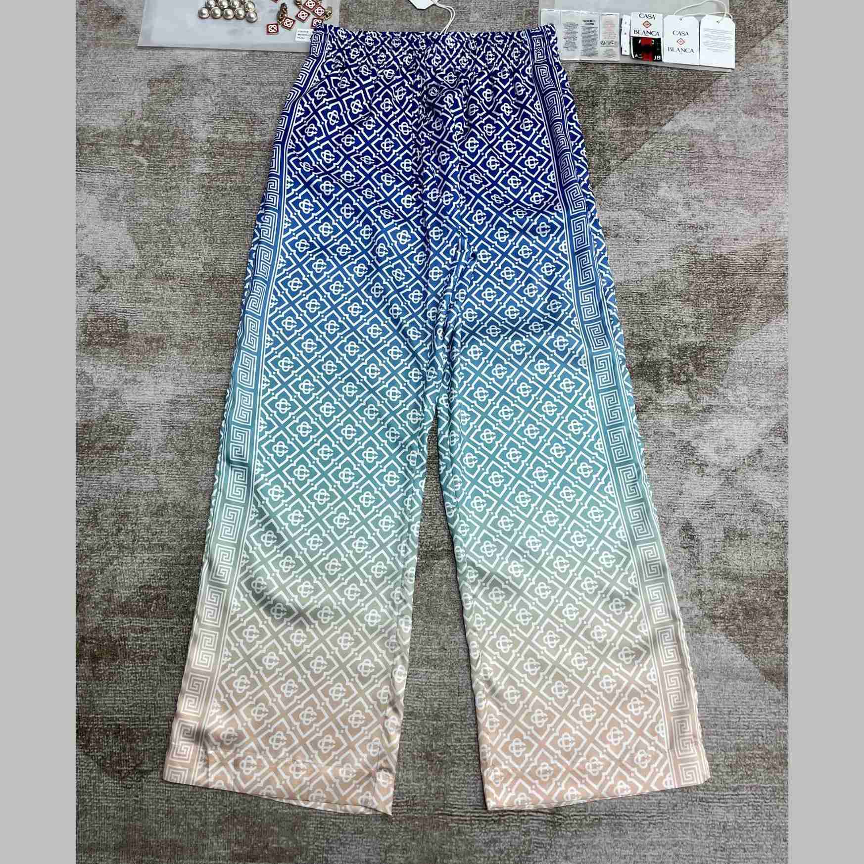 Casablanca Logo-monogrammed Dégradé Silk Trousers  CA3529 - DesignerGu