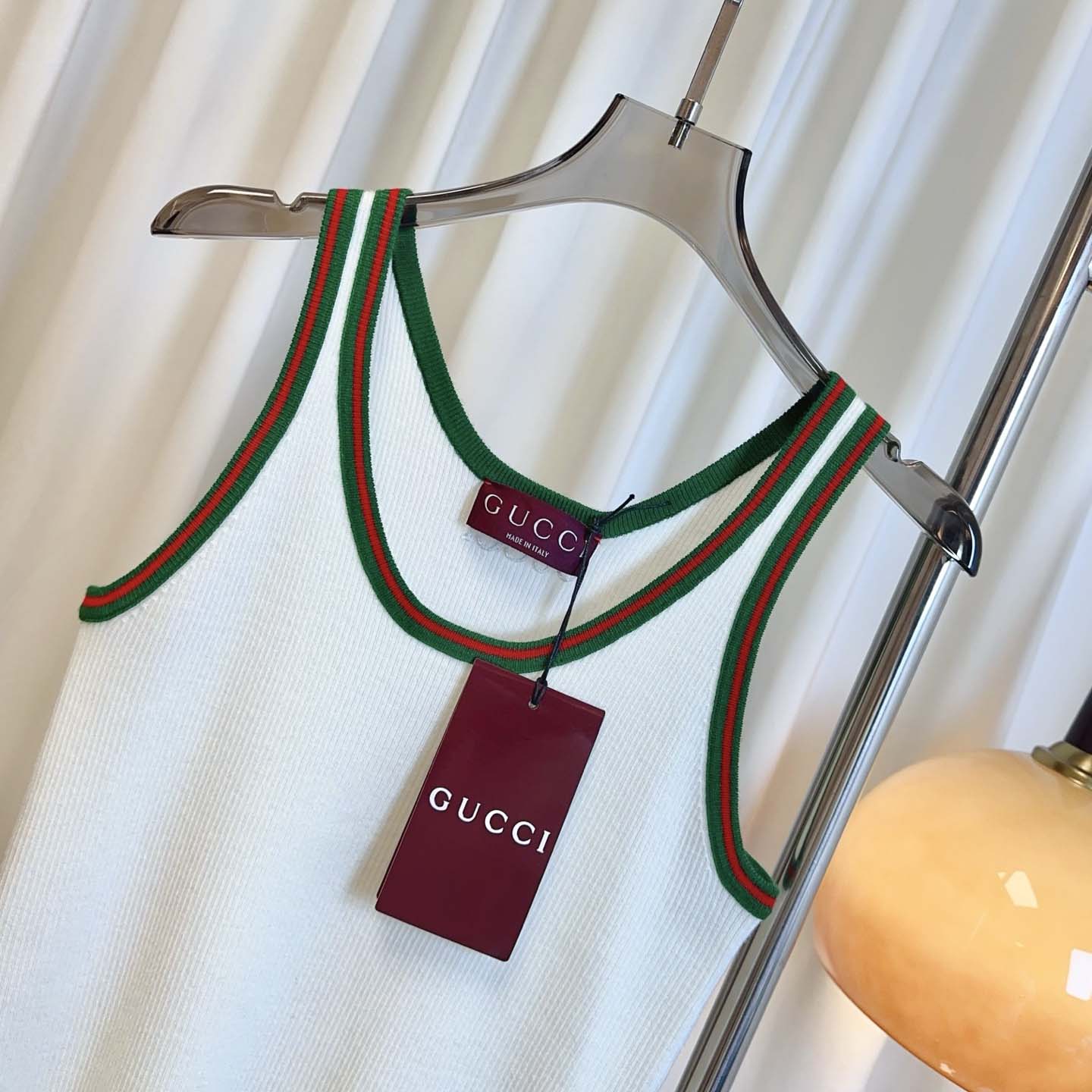 Gucci Cotton Tank Top With Web - DesignerGu
