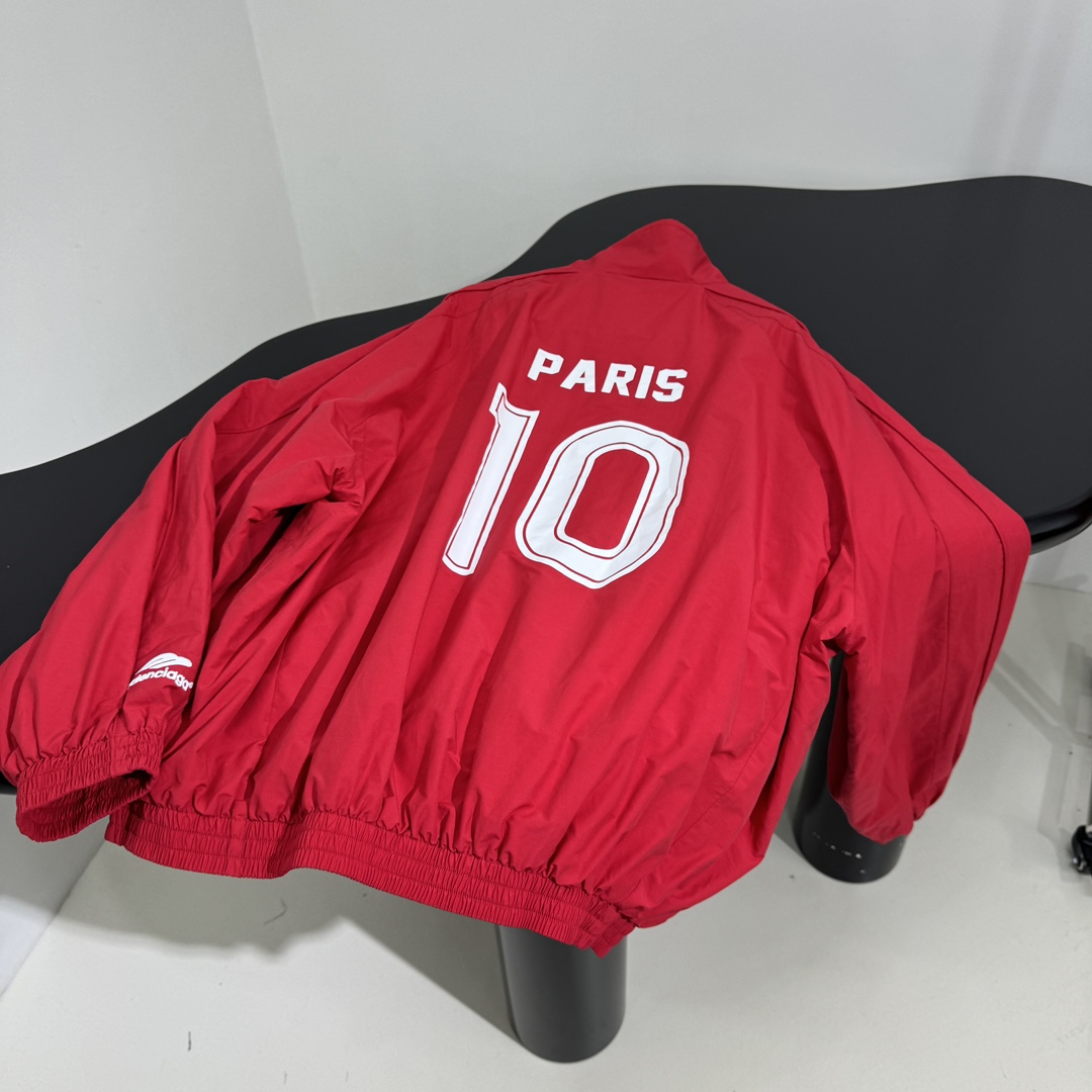 Balenciaga Paris Soccer Tracksuit Jacket In Red - DesignerGu