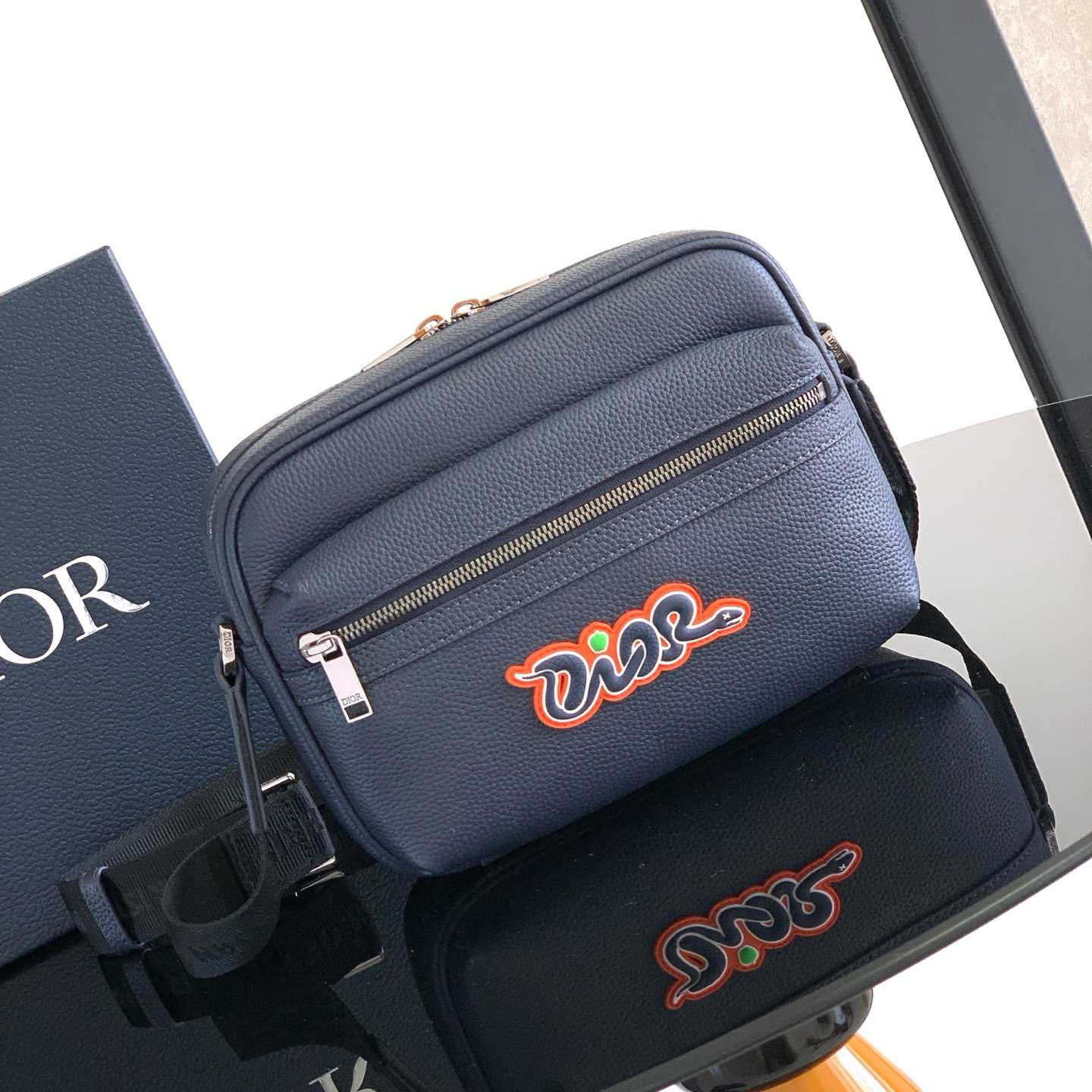 Dior And Kaws Mini Rider 2.0 Zipped Messenger Bag   - DesignerGu