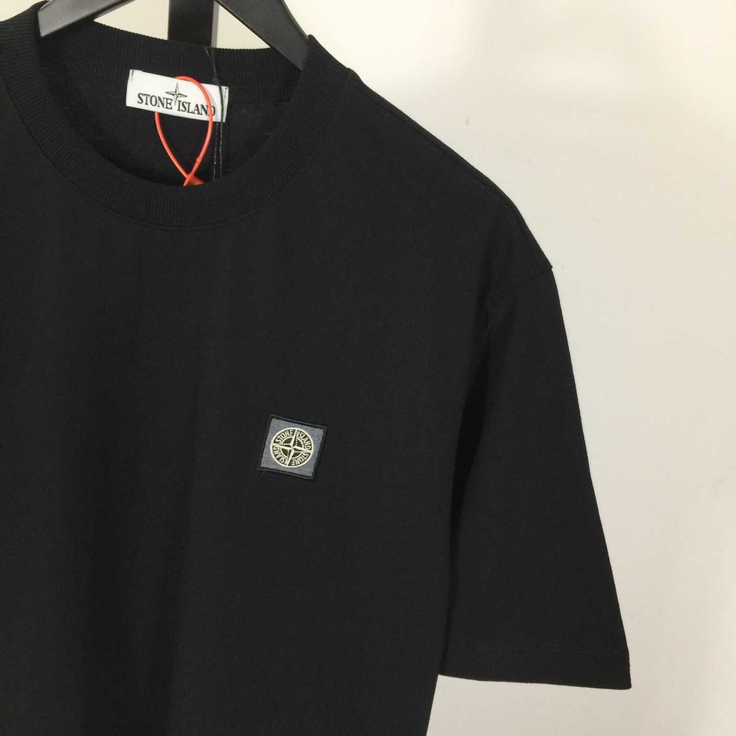 Stone Island Black 2100237 Organic Cotton Jersey 'Fissato' Effect - DesignerGu