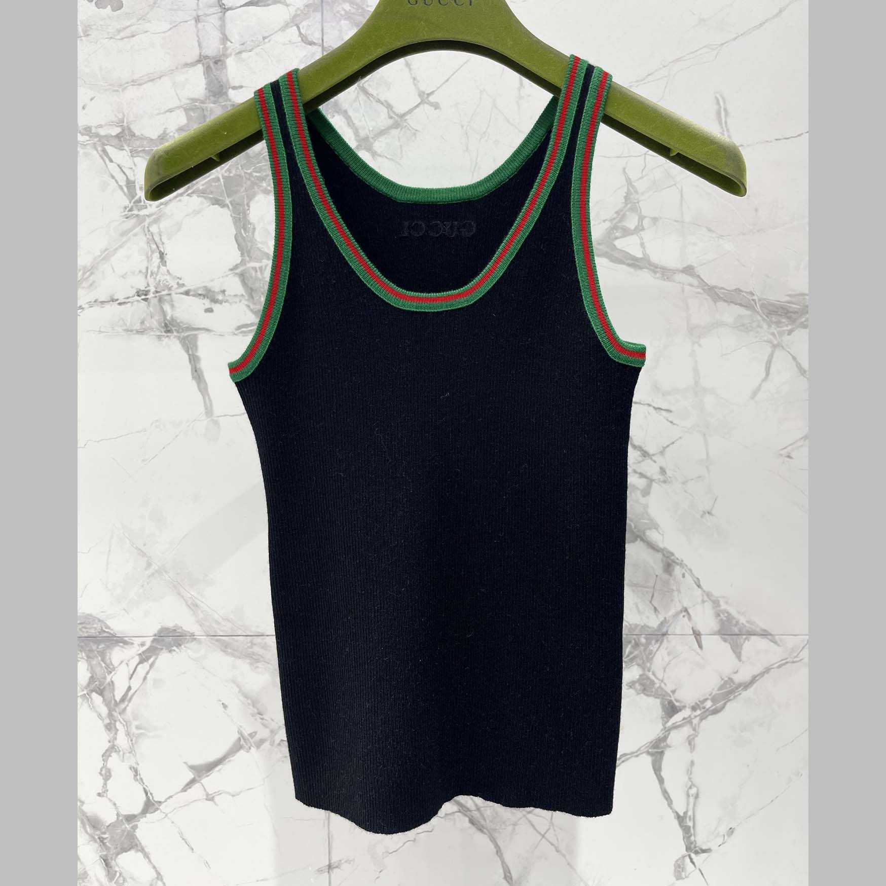 Gucci Cotton Rib Tank Top With Web - DesignerGu