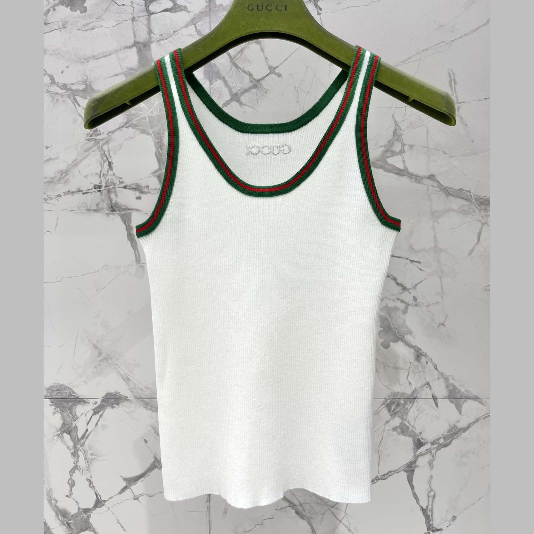 Gucci Cotton Rib Tank Top With Web - DesignerGu