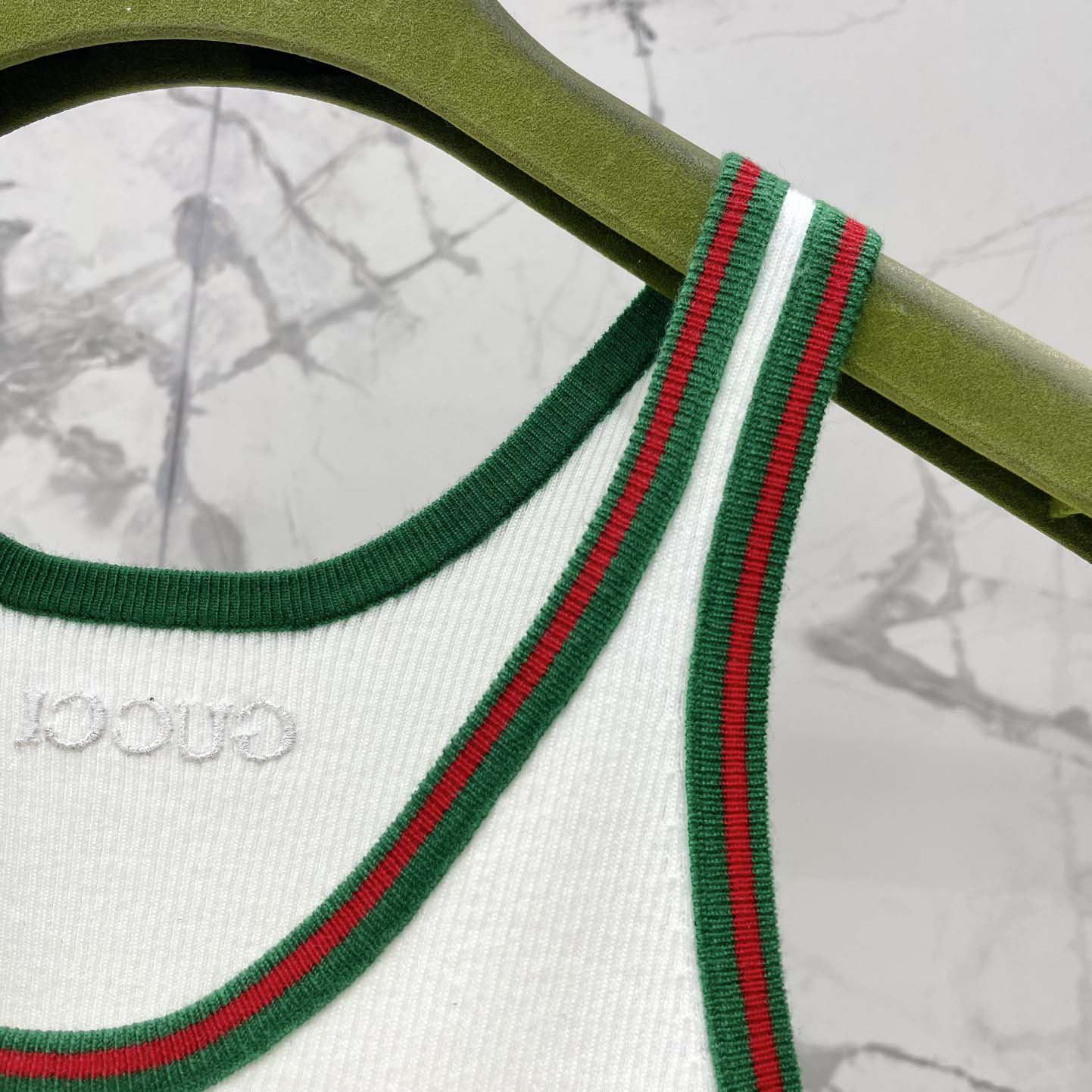 Gucci Cotton Rib Tank Top With Web - DesignerGu